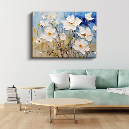 Pembe Çiçekler - Altın Detaylı D Çiçek Tasarımı Kanvas Tablo