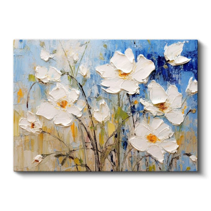 Pembe Çiçekler - Altın Detaylı D Çiçek Tasarımı Kanvas Tablo