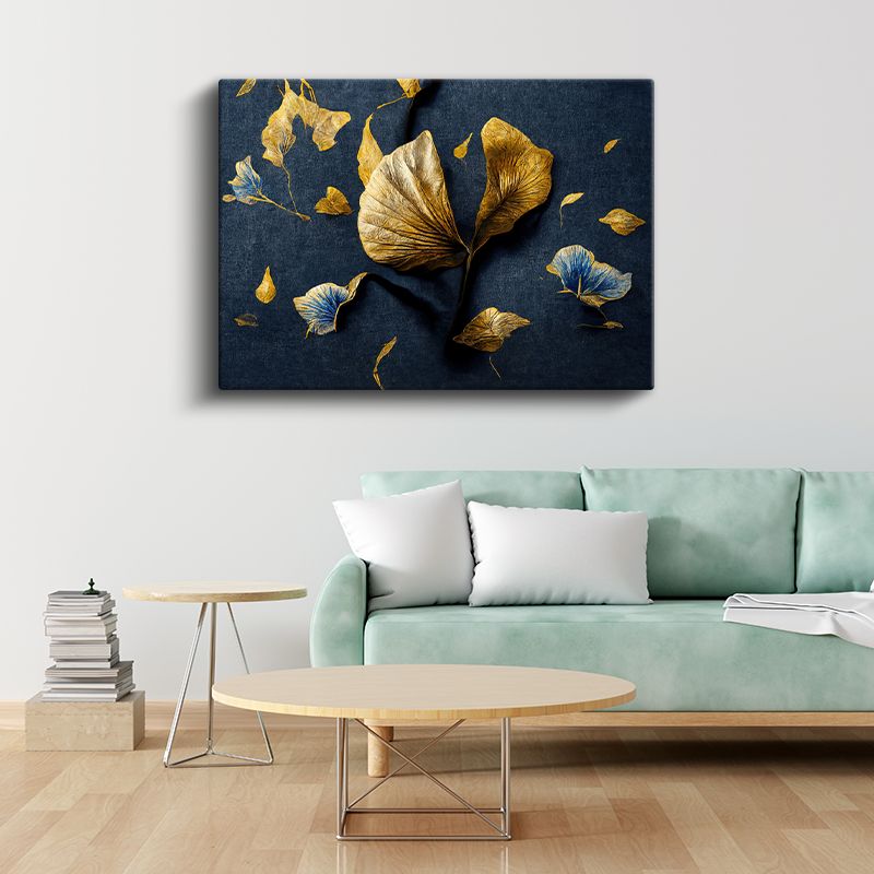 Beyaz Çiçek - Gri Altın Detaylı Tekstürlü Tasarım Kanvas Tablo