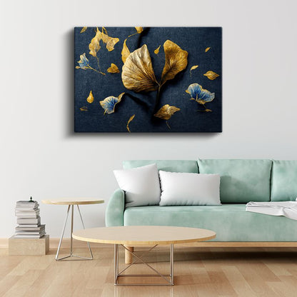 Beyaz Çiçek - Gri Altın Detaylı Tekstürlü Tasarım Kanvas Tablo