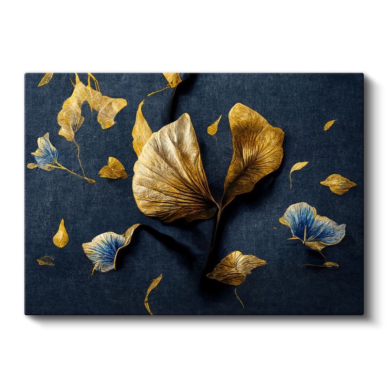 Beyaz Çiçek - Gri Altın Detaylı Tekstürlü Tasarım Kanvas Tablo