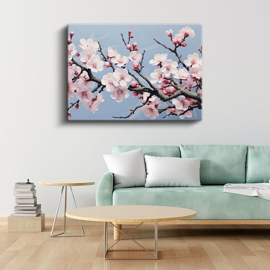 Turkuaz Altın Çiçekler - Siyah Fonda Lüks Tasarım Kanvas Tablo