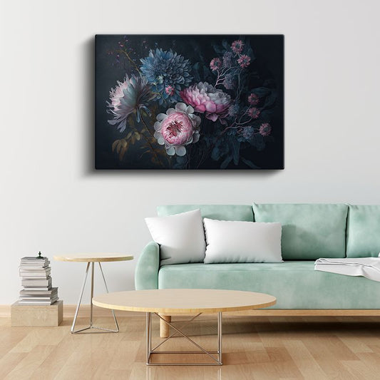 Kır Çiçekleri - Vintage Vazo Buket Kompozisyonu Kanvas Tablo