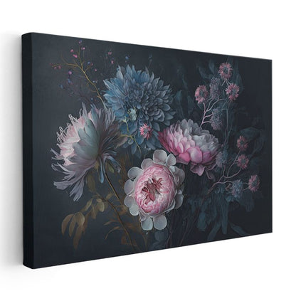 Kır Çiçekleri - Vintage Vazo Buket Kompozisyonu Kanvas Tablo