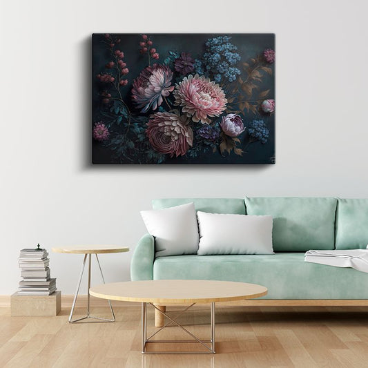 Renkli Çiçekler - Soyut Çiçek Bahçesi Kanvas Tablo