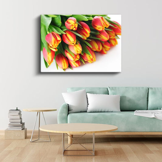 Turuncu Laleler - Canlı Renkli Zarif Buket Kanvas Tablo