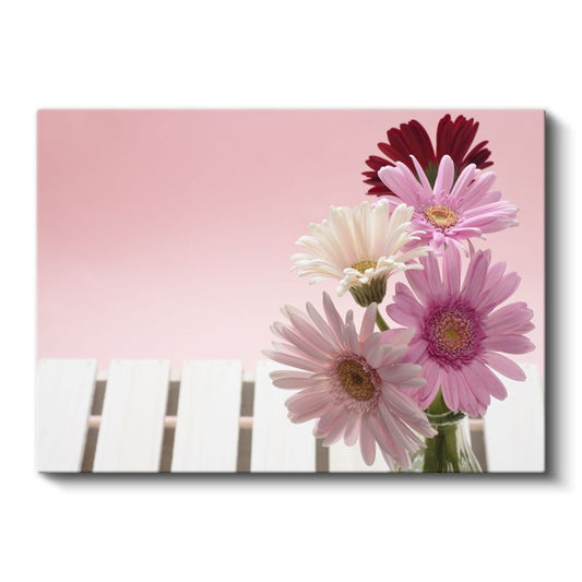 Pembe Gerbera - Romantik Çiçek Buketi Kanvas Tablo
