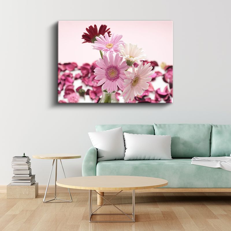 Pembe Gerbera Buketi - Zarif Çiçek Aranjmanı Kanvas Tablo
