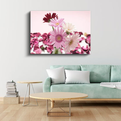 Pembe Gerbera Buketi - Zarif Çiçek Aranjmanı Kanvas Tablo