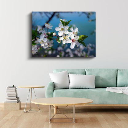 Japon Kiraz Çiçekleri - Yoğun Pembe Çiçekli Dal Kanvas Tablo