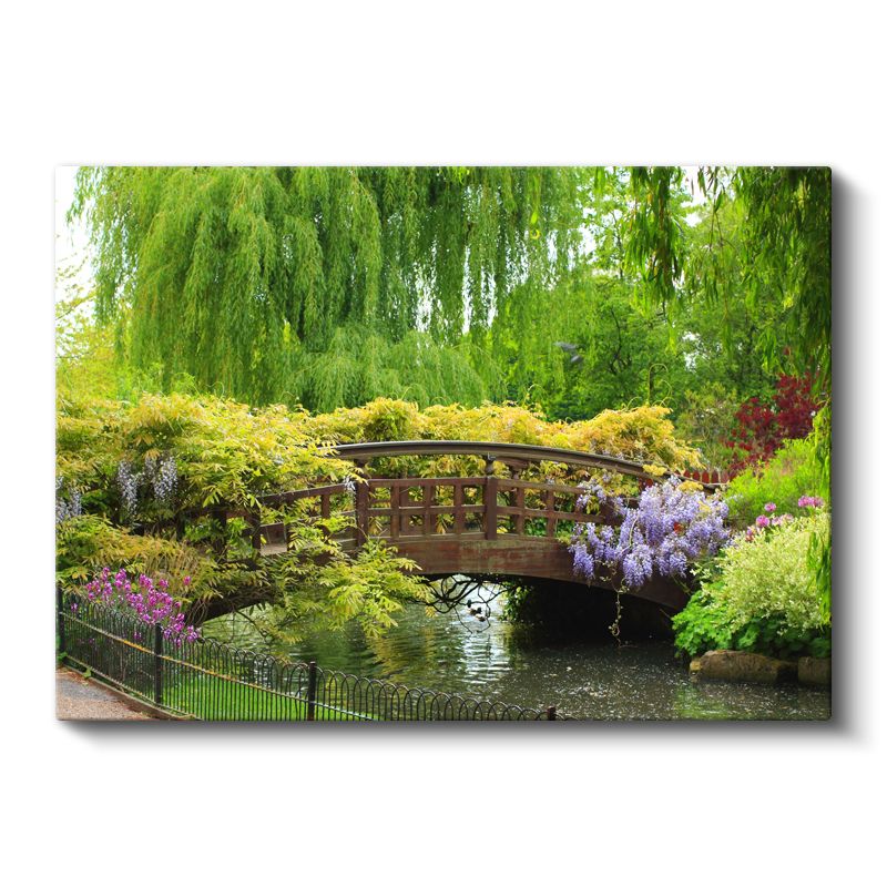 Japon Bahçesi - Söğüt Ağaçlı Köprü Manzarası Kanvas Tablo