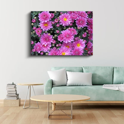 Pembe Kasımpatı - Çiçek Bahçesi Detayı Kanvas Tablo