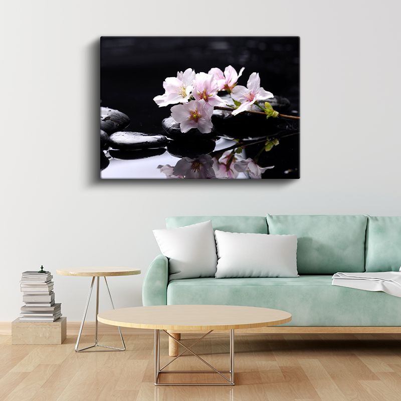 Beyaz Orkideler - Su Üzerinde Zen Tasarımı Kanvas Tablo