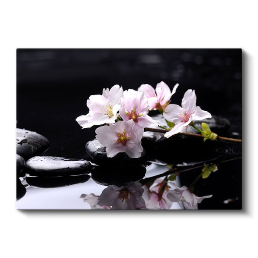 Beyaz Orkideler - Su Üzerinde Zen Tasarımı Kanvas Tablo