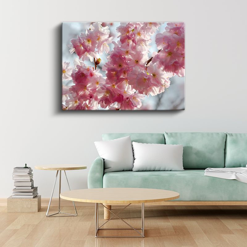 Kiraz Çiçekleri - Bahar Dalında Yoğun Çiçekler Kanvas Tablo