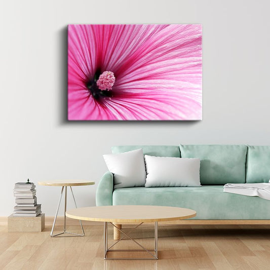 Pembe Ebegümeci - Makro Çekim Çiçek Detayı Kanvas Tablo