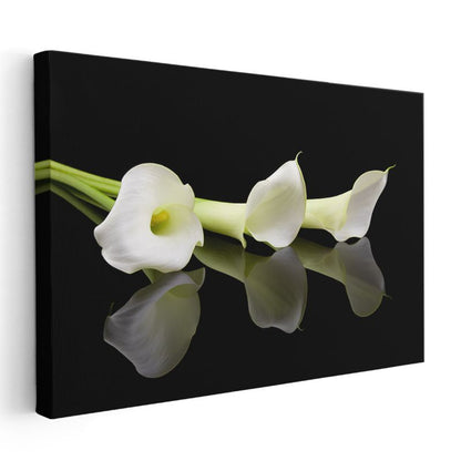 Beyaz Kalla Çiçekleri - Zarif Yansımalı Tasarım Kanvas Tablo