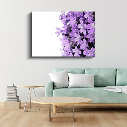Mor Çan Çiçekleri - Minimalist Beyaz Tasarım Kanvas Tablo