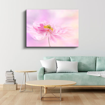 Pembe Şakayık - Yumuşak Pastel Tonlu Çiçek Kanvas Tablo