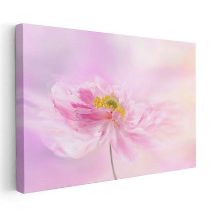 Pembe Şakayık - Yumuşak Pastel Tonlu Çiçek Kanvas Tablo