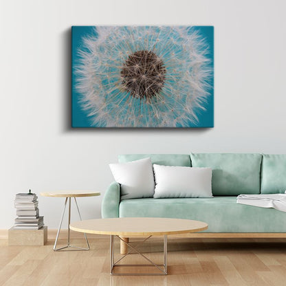 Karahindiba Tohumu - Turkuaz Fonlu Detaylı Çekim Kanvas Tablo