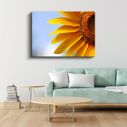 Ayçiçeği Detay - Mavi Gökyüzü Fonlu Yakın Plan Kanvas Tablo