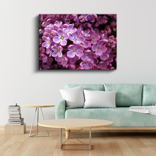 Leylak Çiçekleri - Yoğun Çiçekli Demet Kanvas Tablo