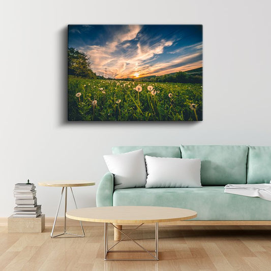 Karahindiba Tarlası - Gün Batımı Manzaralı Kanvas Tablo