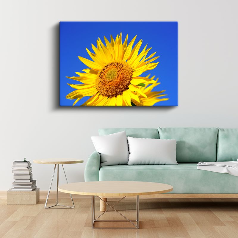Ayçiçeği - Mavi Gökyüzü Fonlu Kanvas Tablo