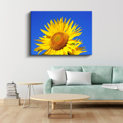Ayçiçeği - Mavi Gökyüzü Fonlu Kanvas Tablo
