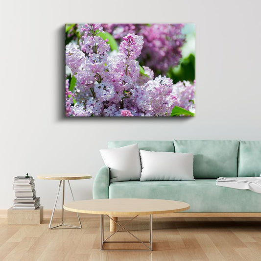 Leylak Çiçekleri - Açık Tonlu Bahar Dalları Kanvas Tablo