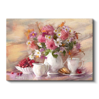 Çiçek Buketi - Vintage Natürmort Kompozisyon Kanvas Tablo