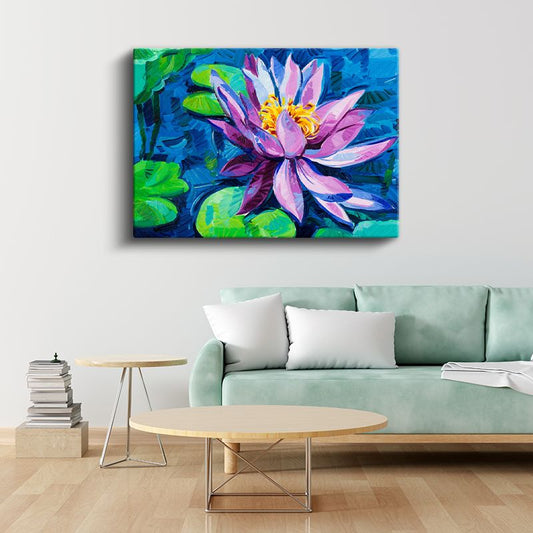 Nilüfer Çiçeği - Yağlı Boya Sanatsal Tasarım Kanvas Tablo