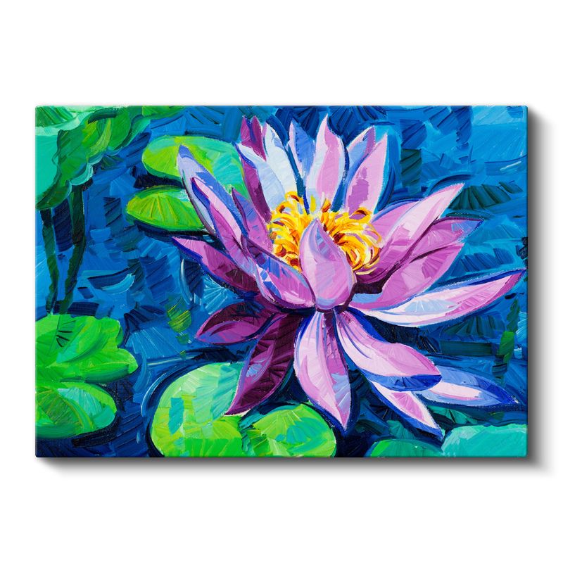 Nilüfer Çiçeği - Yağlı Boya Sanatsal Tasarım Kanvas Tablo