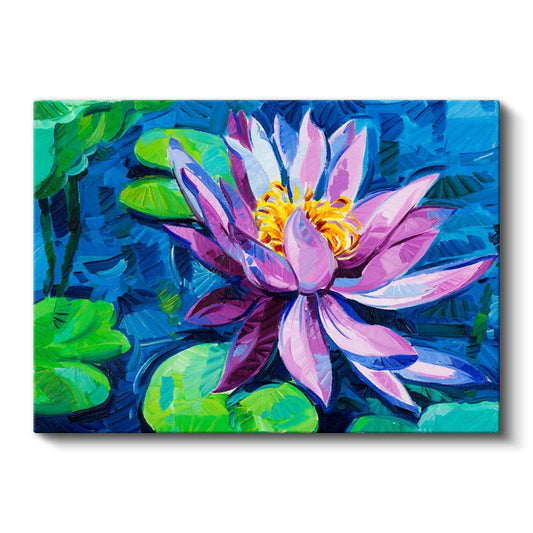 Nilüfer Çiçeği - Yağlı Boya Sanatsal Tasarım Kanvas Tablo