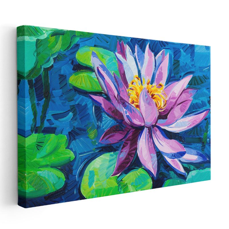 Nilüfer Çiçeği - Yağlı Boya Sanatsal Tasarım Kanvas Tablo
