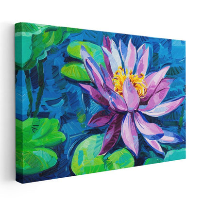 Nilüfer Çiçeği - Yağlı Boya Sanatsal Tasarım Kanvas Tablo