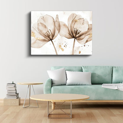 Şeffaf Laleler - Suluboya Teknikli Çiçek Kanvas Tablo