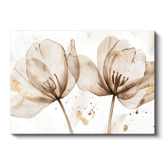 Şeffaf Laleler - Suluboya Teknikli Çiçek Kanvas Tablo