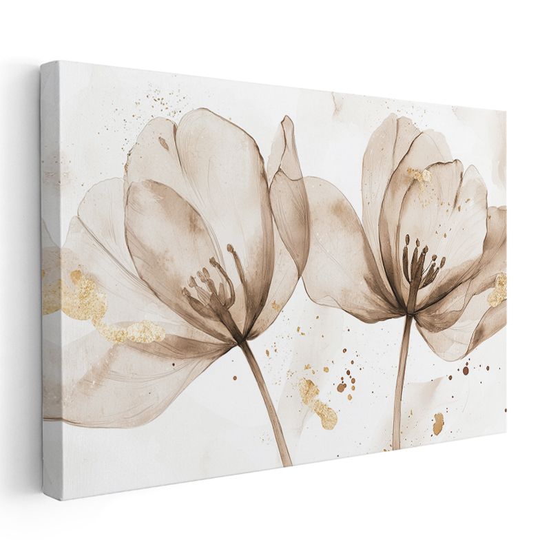 Şeffaf Laleler - Suluboya Teknikli Çiçek Kanvas Tablo