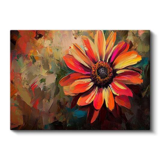 Turuncu Papatya - Yağlı Boya Teknikli Sanat Kanvas Tablo