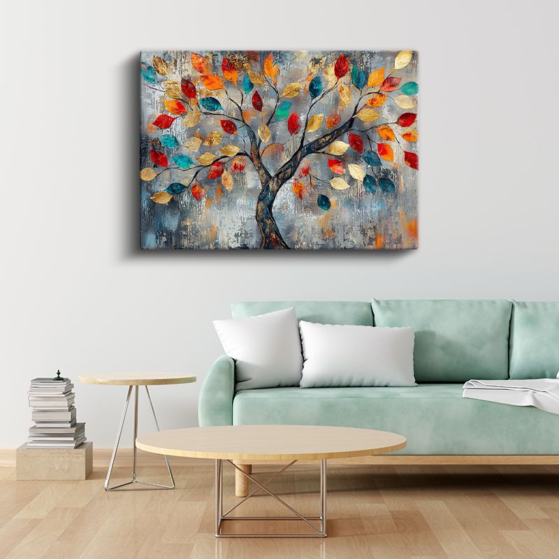 Renkli Yapraklar - Sonbahar Geçişli Dekoratif Kanvas Tablo