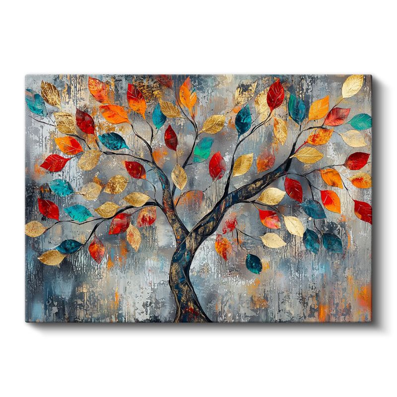 Renkli Yapraklar - Sonbahar Geçişli Dekoratif Kanvas Tablo