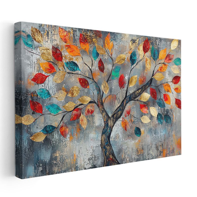 Renkli Yapraklar - Sonbahar Geçişli Dekoratif Kanvas Tablo