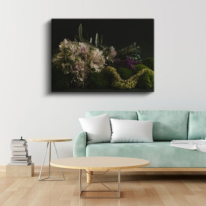 Doğal Çiçek Aranjmanı - Yeşil Tonlarda Botanik Kompozisyon Kanvas Tablo