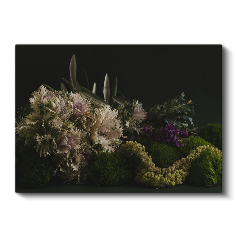 Doğal Çiçek Aranjmanı - Yeşil Tonlarda Botanik Kompozisyon Kanvas Tablo