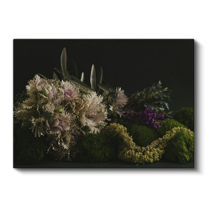 Doğal Çiçek Aranjmanı - Yeşil Tonlarda Botanik Kompozisyon Kanvas Tablo
