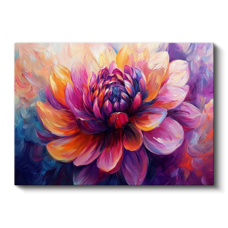 Renkli Yıldız Çiçeği - Çok Renkli Empresyonist Çiçek Portresi Kanvas Tablo
