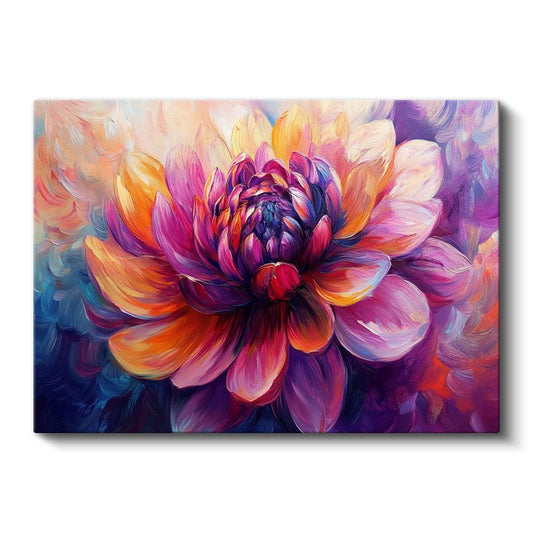 Renkli Yıldız Çiçeği - Çok Renkli Empresyonist Çiçek Portresi Kanvas Tablo