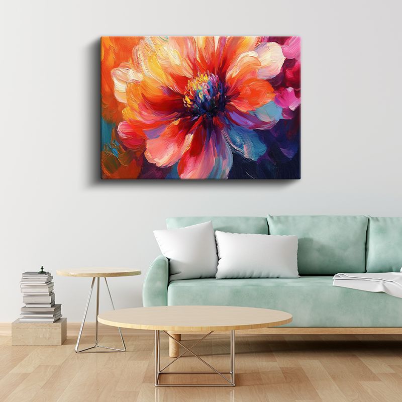 Renkli Şakayık - Canlı Tonlarda Yağlı Boya Çiçek Portresi Kanvas Tablo